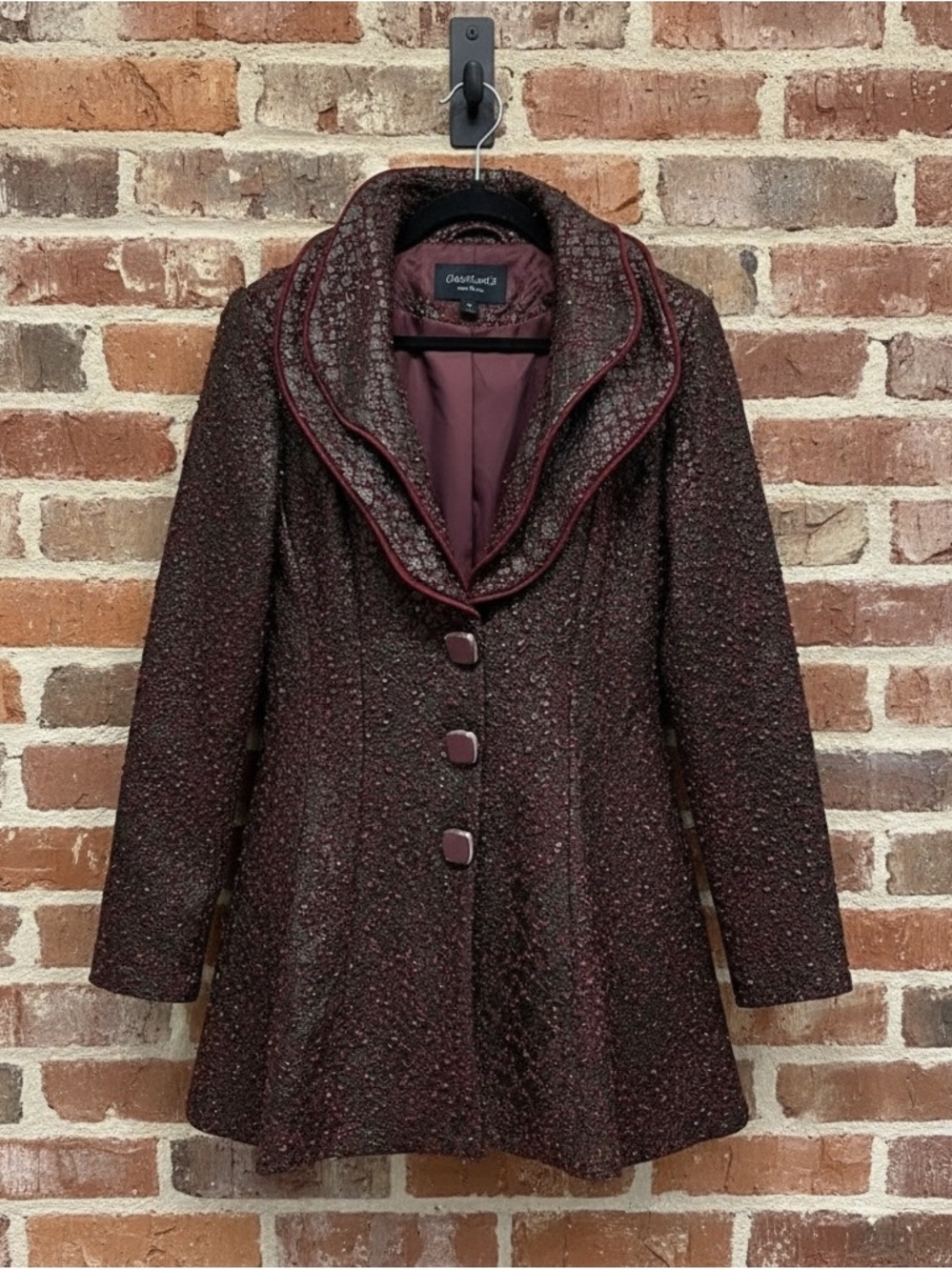 Frank Lyman Adjustable Collar Cardigan Jacket Red Black Size 8